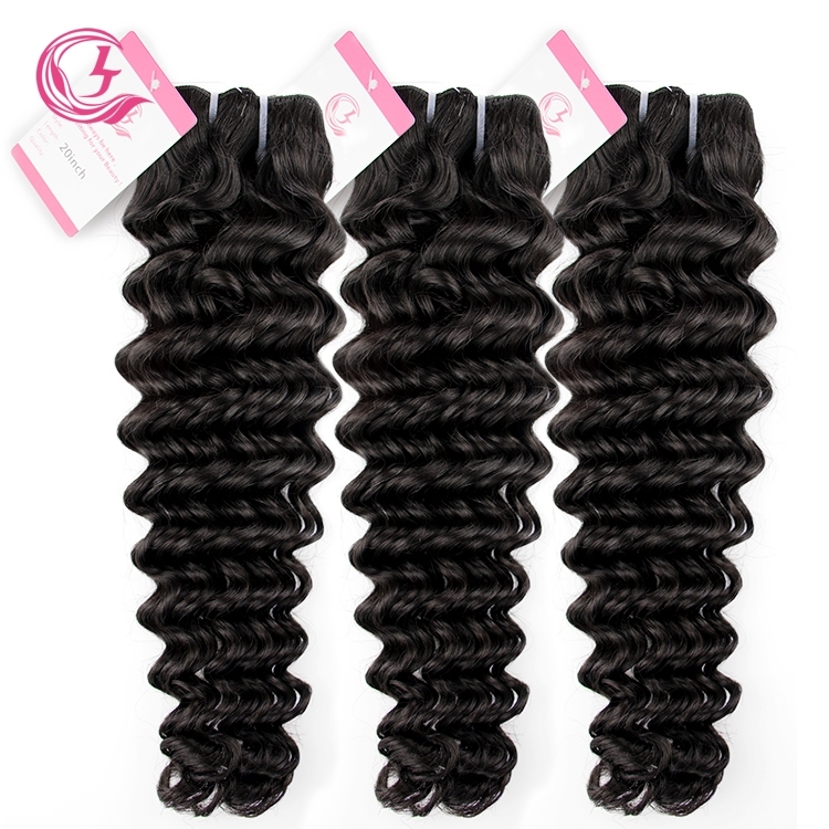 Unprocessed Raw Hair Deep Curly Bundle Natural black color 100g With Double Weft