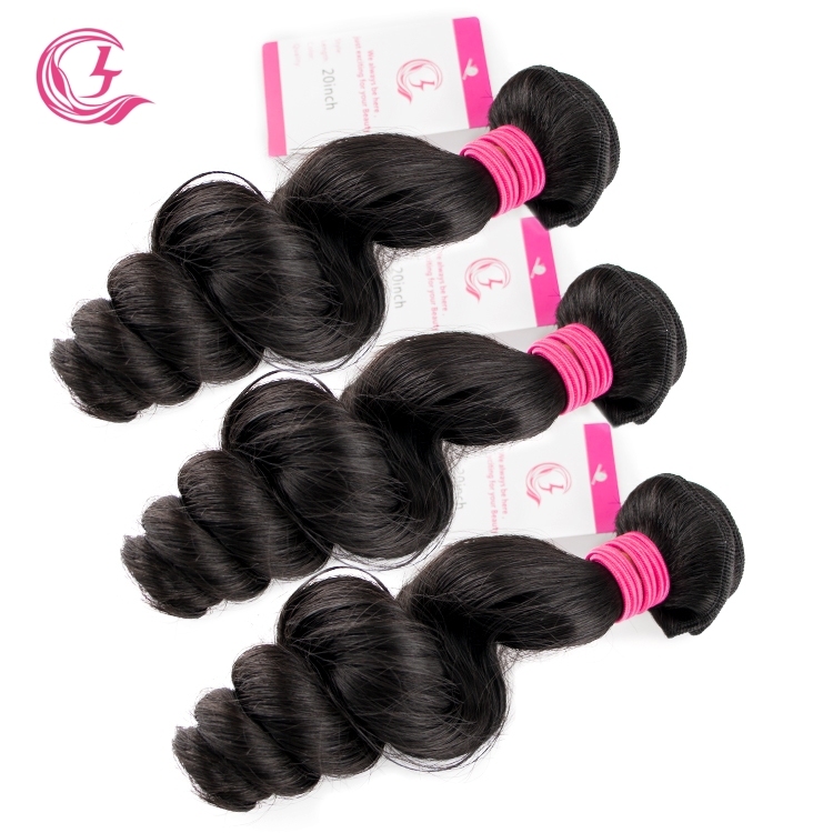 Unprocessed Raw Hair Loose Wave Bundle Natural black color 100g With Double Weft