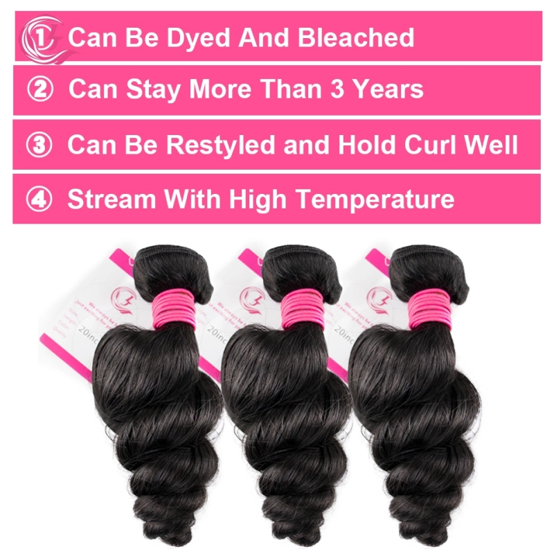 Unprocessed Raw Hair Loose Wave Bundle Natural black color 100g With Double Weft