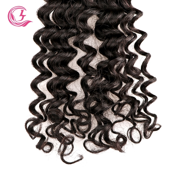 Unprocessed Raw Hair Deep Wave Bundle Natural black color 100g With Double Weft