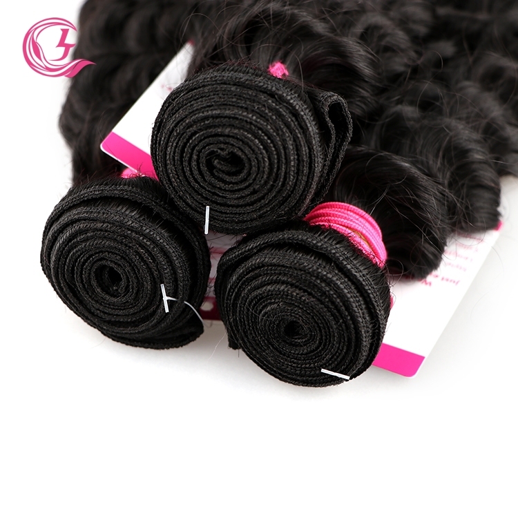 Unprocessed Raw Hair Deep Wave Bundle Natural black color 100g With Double Weft