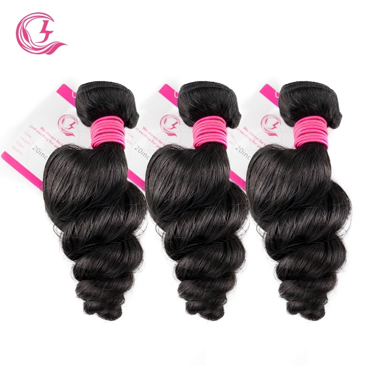 Unprocessed Raw Hair Loose Wave Bundle Natural black color 100g With Double Weft