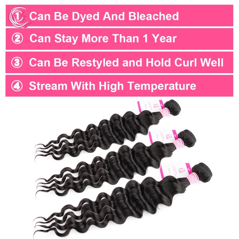 Virgin Hair of Ocean Curly Bundle Natural black color 100g With Double Weft For Medium High Market