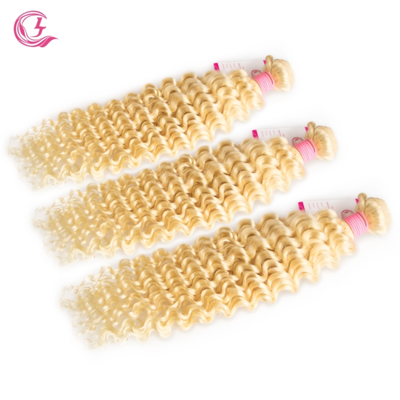 Virgin Hair of Deep Wave Bundle #613 Blonde 100g With Double Weft For Medium High Market