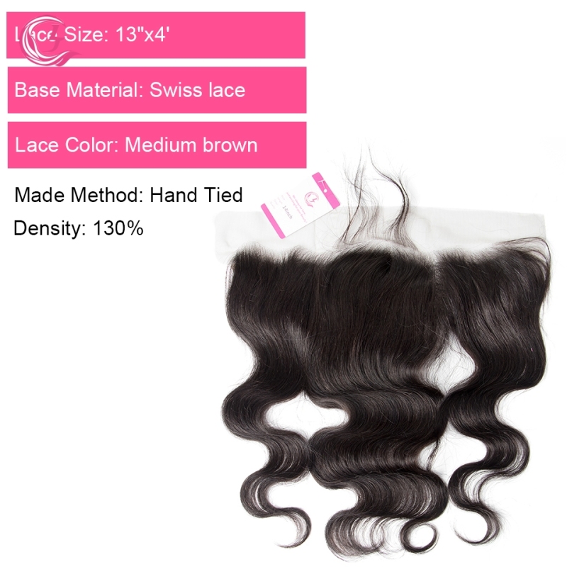 Virgin Hair of Natural Wave 13X4 frontal  Natural black color 130 density For Medium High Market