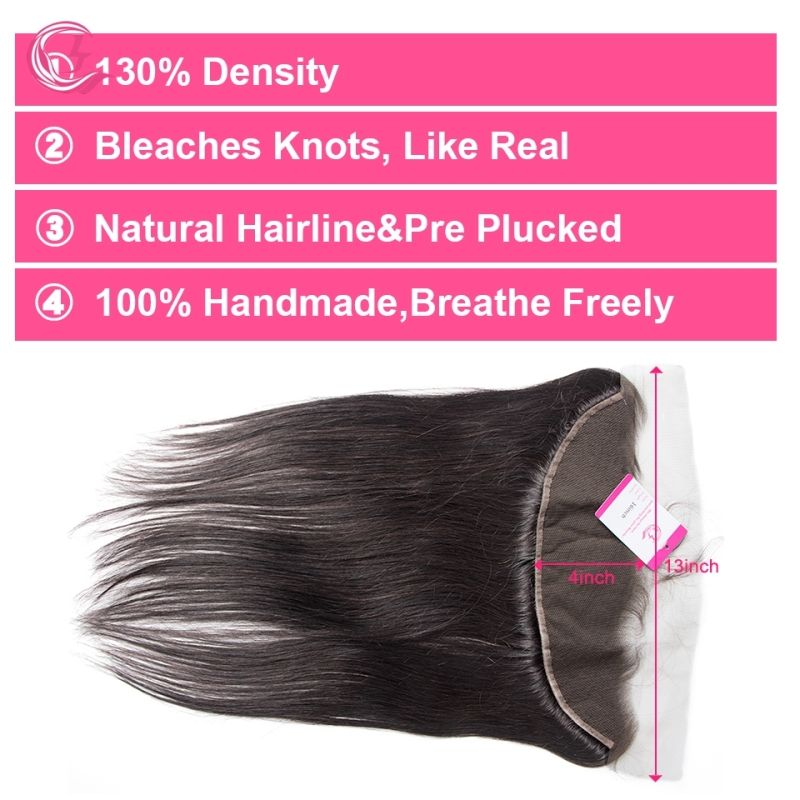 Virgin Hair of Straight 13X4 frontal  Natural black color 130 density For Medium High Market