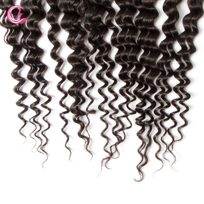 Virgin Hair of Deep Wave Natural Wave 13X4 frontal  Natural black color 130 density For Medium High Market
