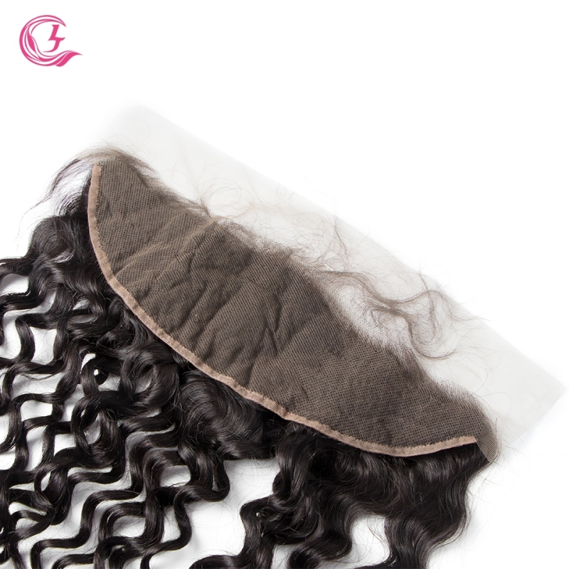 Virgin Hair of   Italian Curl 13X4 frontal  Natural black color 130 density For Medium High Market