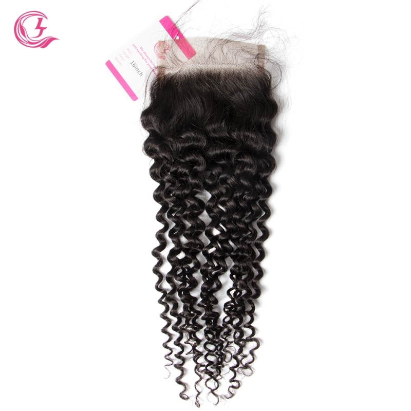Virgin Hair of Jerry Curl  Natural Wave 4X4 closure Natural black color 130 density For Medium High Market