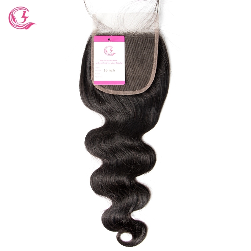 Virgin Hair of Natural Wave  4X4 closure Natural black color 130 density For Medium High Marke