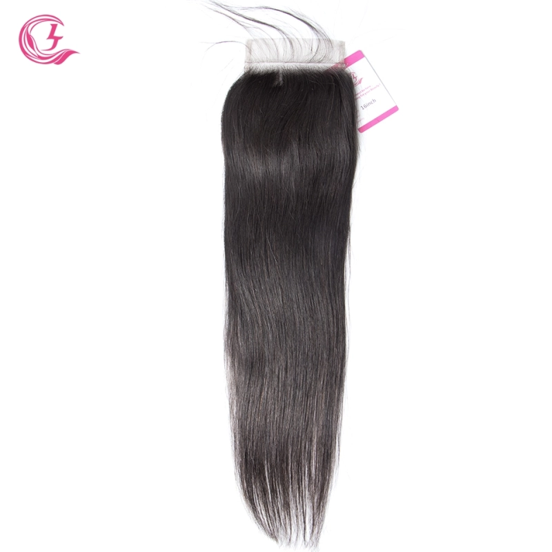 Virgin Hair of Straight 4X4 closure Natural black color 130 density For Medium High Marke