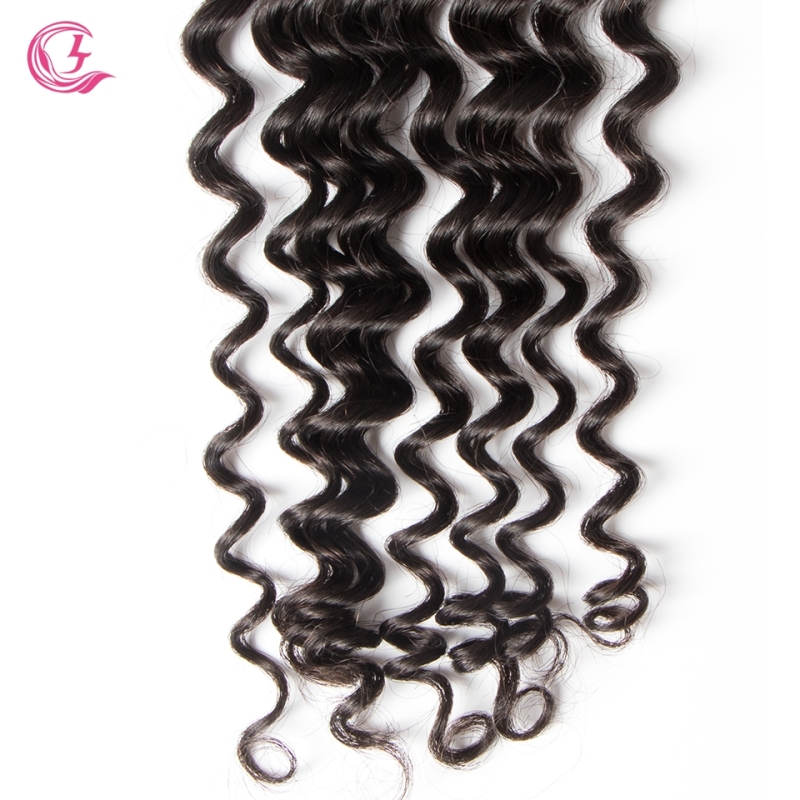Virgin Hair of Deep Wave  Natural Wave 4X4 closure Natural black color 130 density For Medium High Market