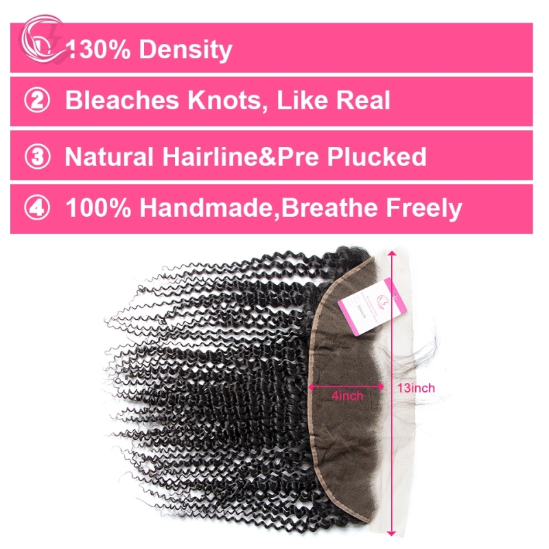 Virgin Hair of Kinky Curl  13X4 frontal  Natural black color 130 density For Medium High Market