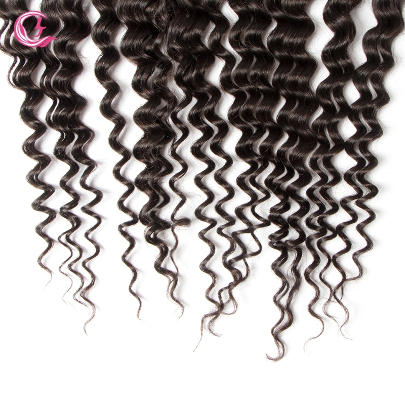 Virgin Hair of Deep Curl  13X4 frontal  Natural black color 130 density For Medium High Market