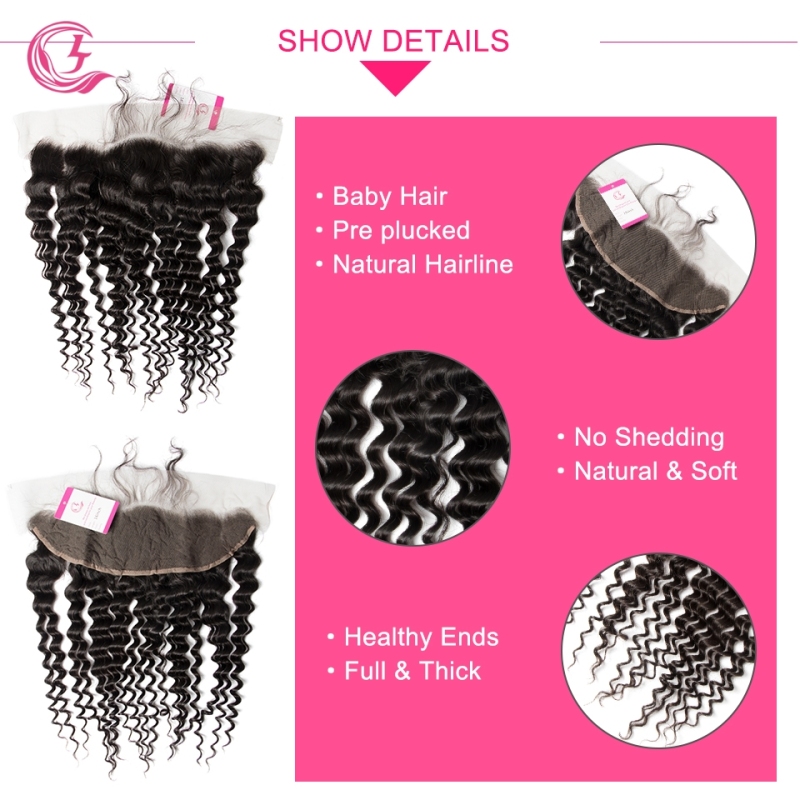 Virgin Hair of Deep Curl  13X4 frontal  Natural black color 130 density For Medium High Market