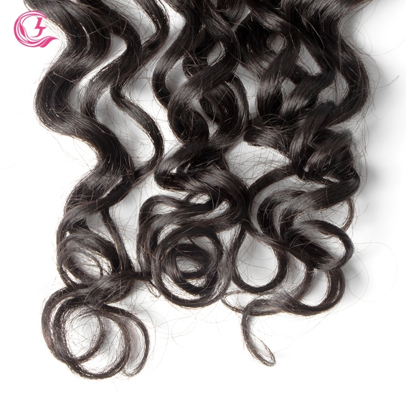 Virgin Hair of  Italian Curl Natural Wave 4X4 closure Natural black color 130 density For Medium High Market