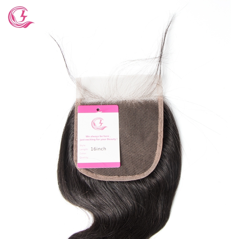 Virgin Hair of Natural Wave  4X4 closure Natural black color 130 density For Medium High Marke