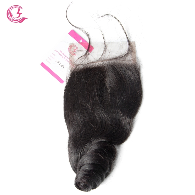 Virgin Hair of Loose Wave  4X4 closure Natural black color 130 density For Medium High Marke