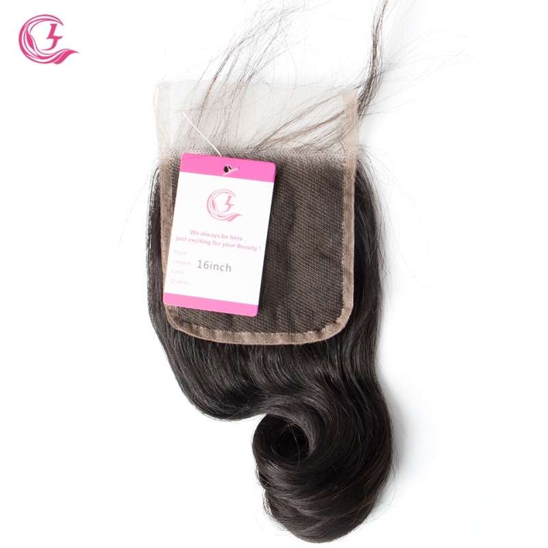 Unprocessed Raw Hair Loose Wave 4x4 Closure Natural Color Medium Brown 130 density