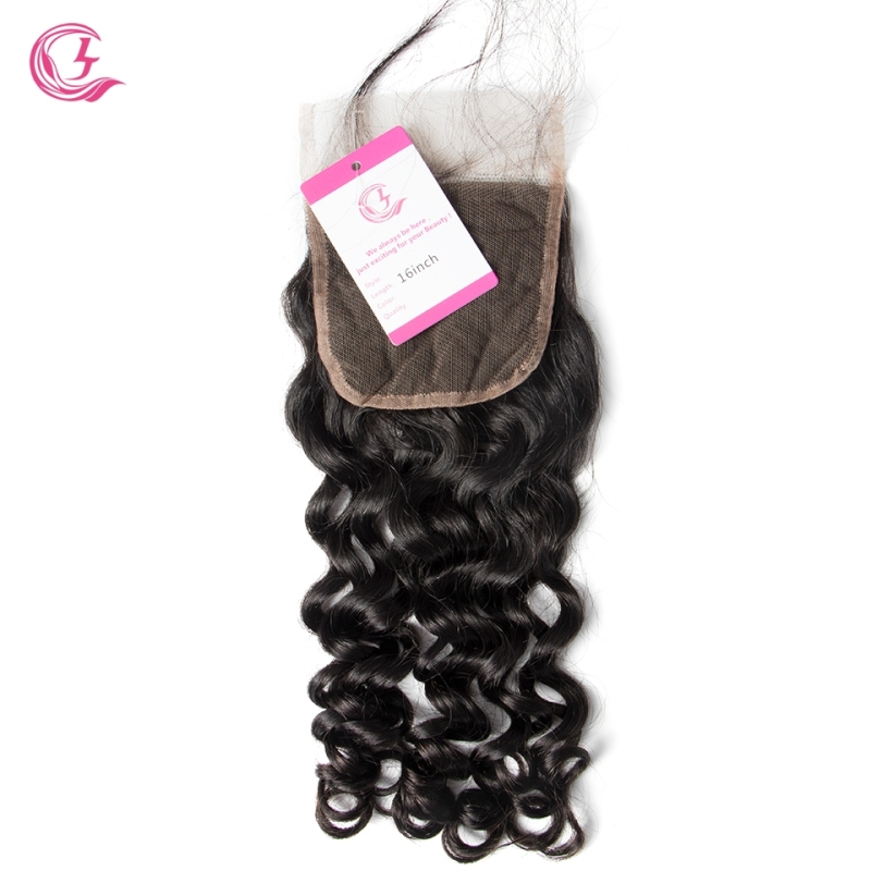 Unprocessed Raw Hair Italian Curly 4x4 Closure Natural Color Medium Brown 130 density
