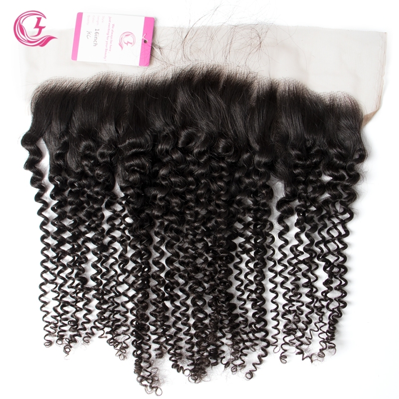 Unprocessed  Raw Hair Kinky Curly 13x4 Frontal Natural Color Medium Brown 130 density