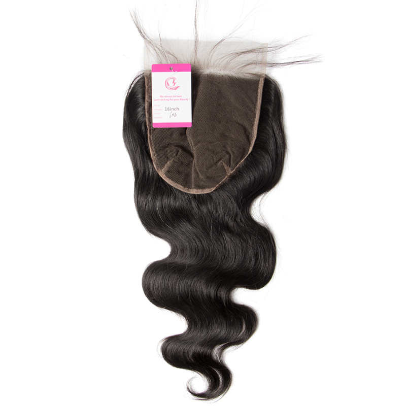 Unprocessed Raw hair  Indian wave  6x6 Closure Natural Color Medium Brown 130 density