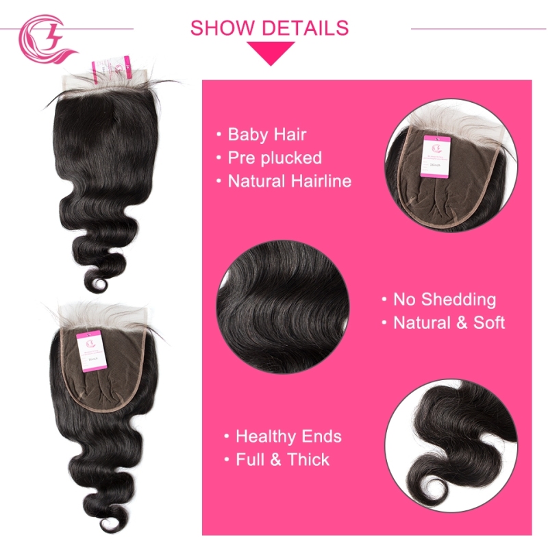 Virgin hair  Indian Wave  7x7 Closure Natural Color Medium Brown 130 density