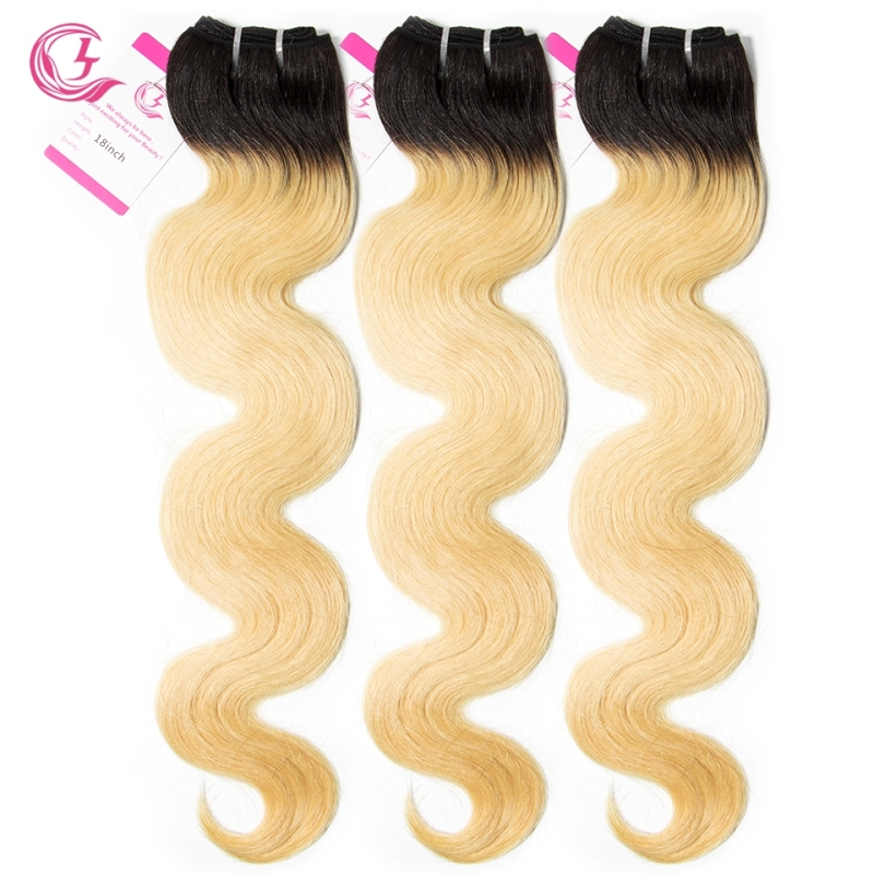 Unprocessed Raw Hair Body wave Bundle 1B#613 Blonde 100g With Double Weft