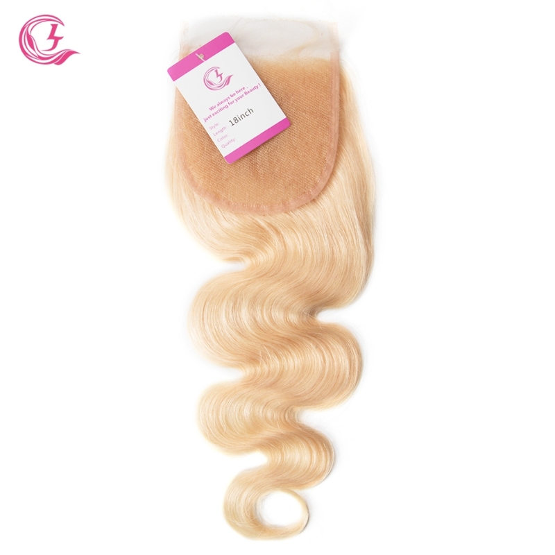 Virgin Hair of Body wave 4X4 closure 613 # 130% density With Transparent Lace For Medium High Market