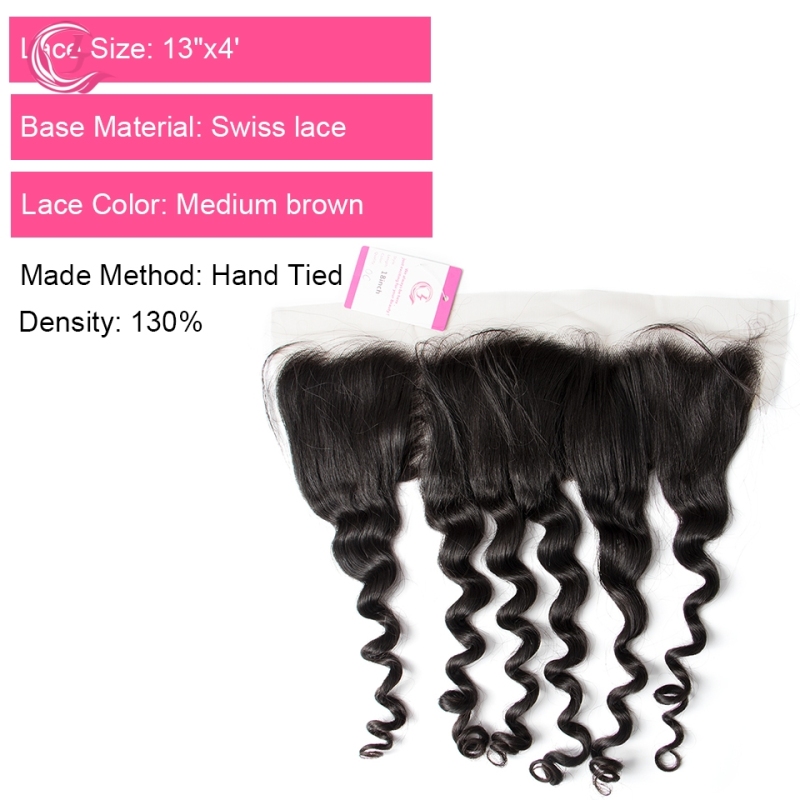 Unprocessed  Raw Hair Ocean Curly 13x4 Frontal Natural Color Medium Brown 130 density