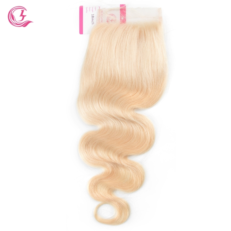 Virgin Hair of Body wave 4X4 closure 613 # 130% density With Transparent Lace For Medium High Market