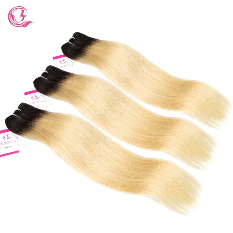 Unprocessed Raw Hair Straight Bundle 1B#613 Blonde 100g With Double Weft