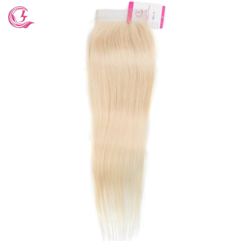 Virgin Hair of Straight 4X4 closure 613 # 130% density With Transparent Lace For Medium High Market