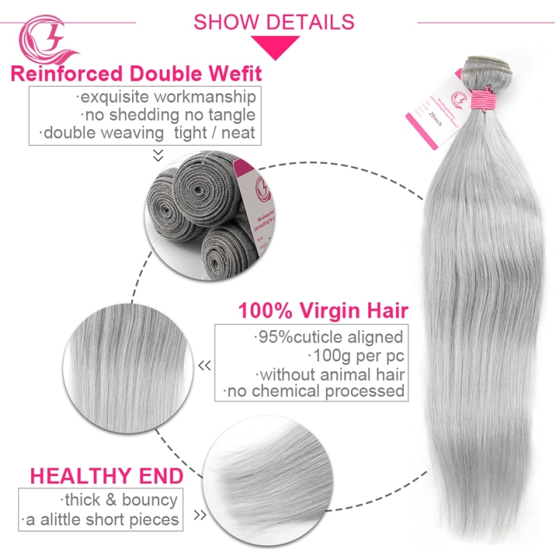 Virgin Hair of Straight Bundle Gray# 100g With Double Weft For Medium High Market