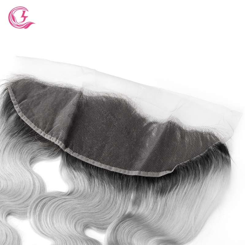 Virgin Hair of Body wave 13x4 Frontal 1b/Gray# 130% density With Medium brown Lace For Medium High Market