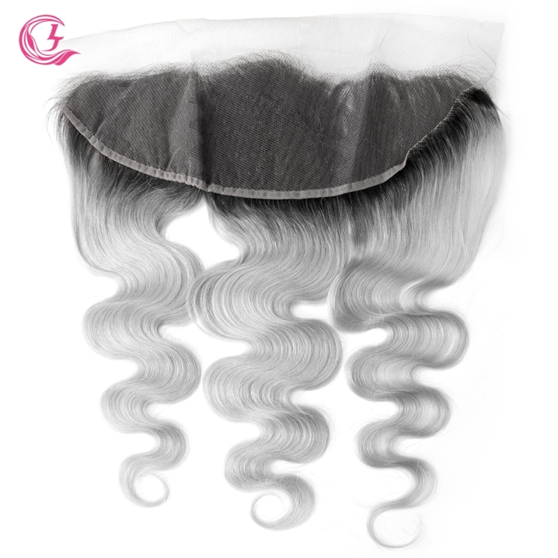 Virgin Hair of Body wave 13x4 Frontal 1b/Gray# 130% density With Medium brown Lace For Medium High Market