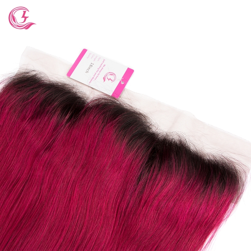 Virgin Hair of Straight 13x4 Frontal 1b/99j# 130% density With Medium Brown Lace For Medium High Market