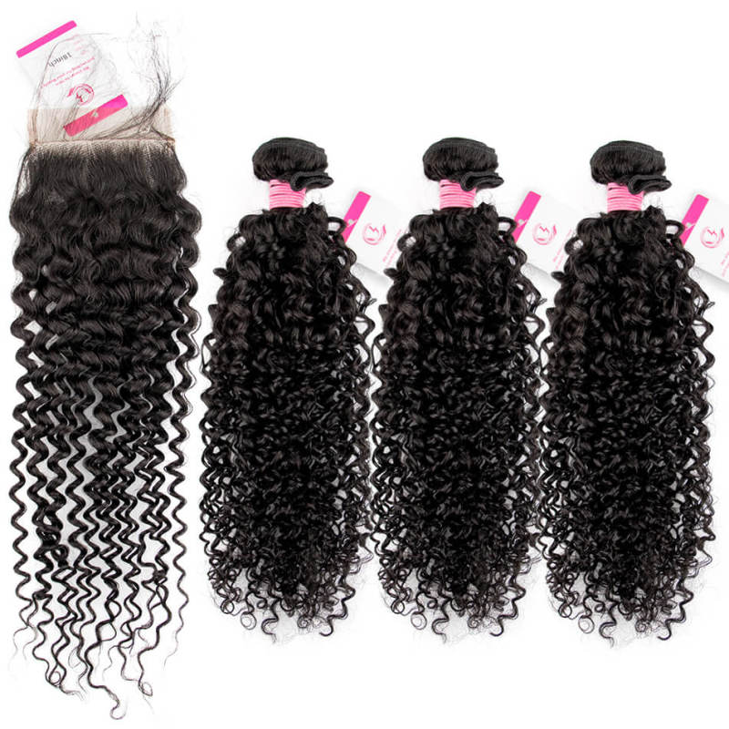 Cljhair Unprocessed Peruvian Jerry Curly Bundles 100G Hair Lot Natural Extensions Human Hair
