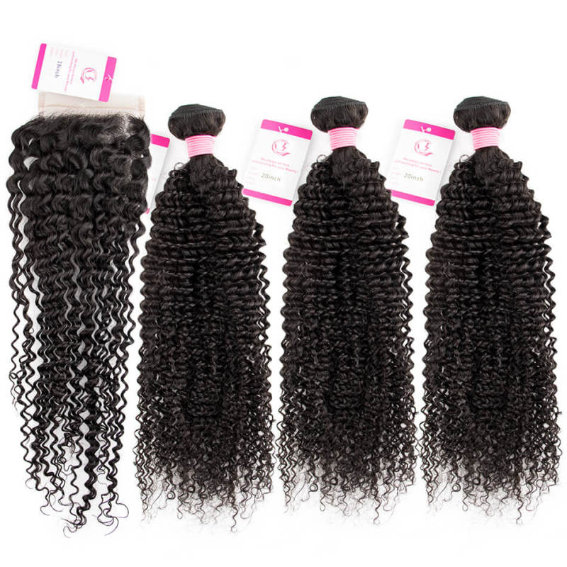Cljhair Virgin Hair Of Kinky Curly Bundle Natural Black Color 100G With Double Weft For Medium High Market