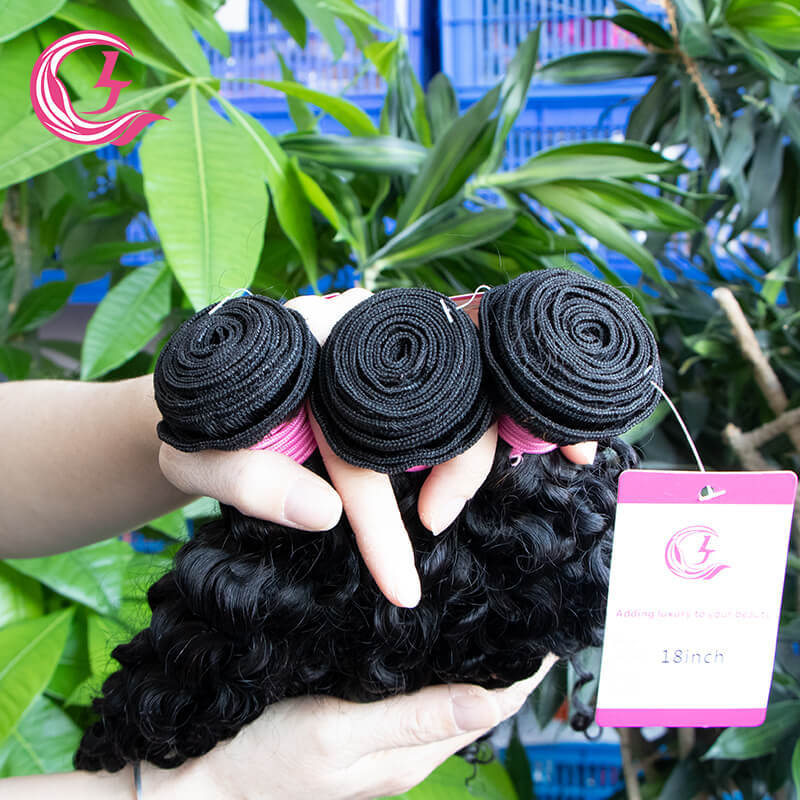 Cljhair Unprocessed Peruvian Jerry Curly Bundles 100G Hair Lot Natural Extensions Human Hair