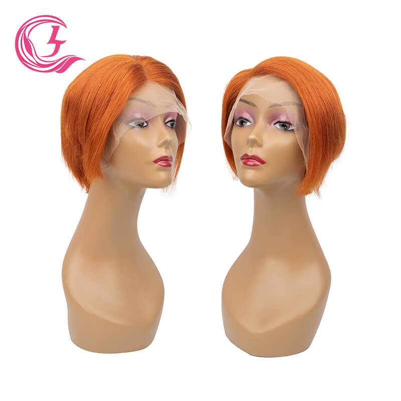 Clj Free Shipping 13X1 Bob Transparent T-Lace Wigs Bone Straight #350 Color Peruvian Hair For Medium High Market