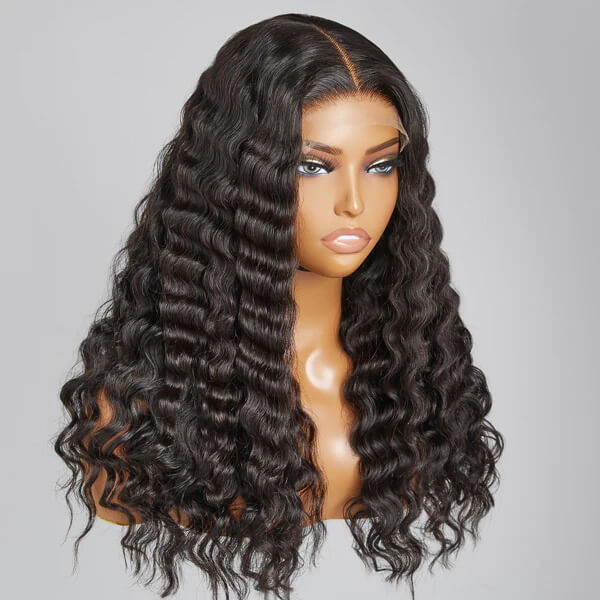CLJHair Bouncy Deep Wave 13x4 Transparent Lace Frontal 150% Density Human Hair Wig