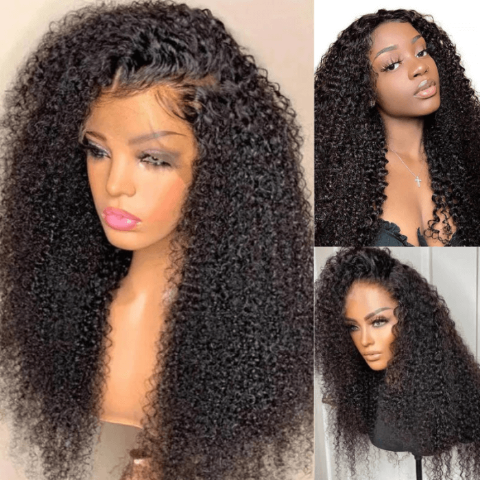 CLJHair Kinky Curly 13x4 Transparent Lace Front Wig With 150% Density