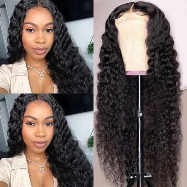 CLJHair Natural Deep Wave 13x4 Transparent Lace Front Pre Plucked Wig With Baby Hair