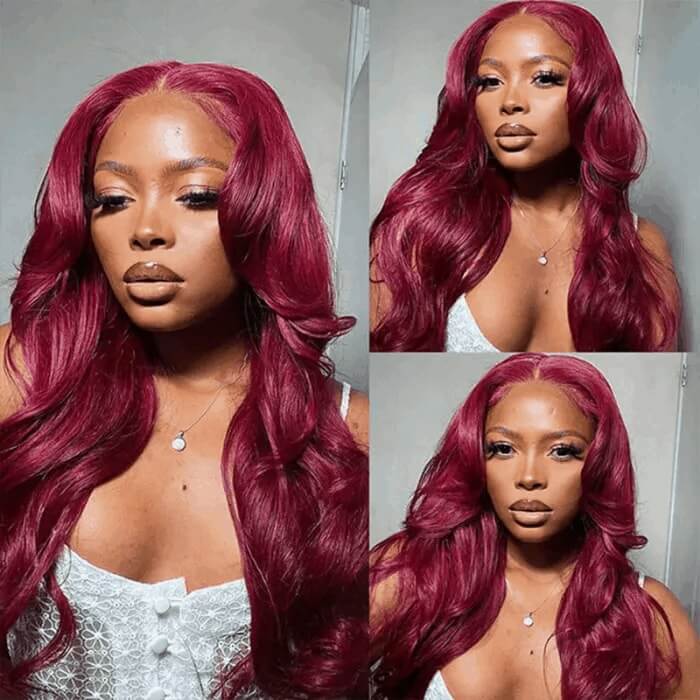CLJHair Body Wave Lace Frontal Wig Human Hair with Baby Hair Color #99J