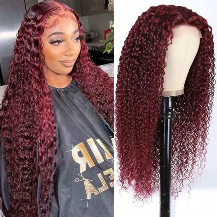 CLJHair 99J 13x4 Lace Frontal Wig Deep Wave Human Hair for Women