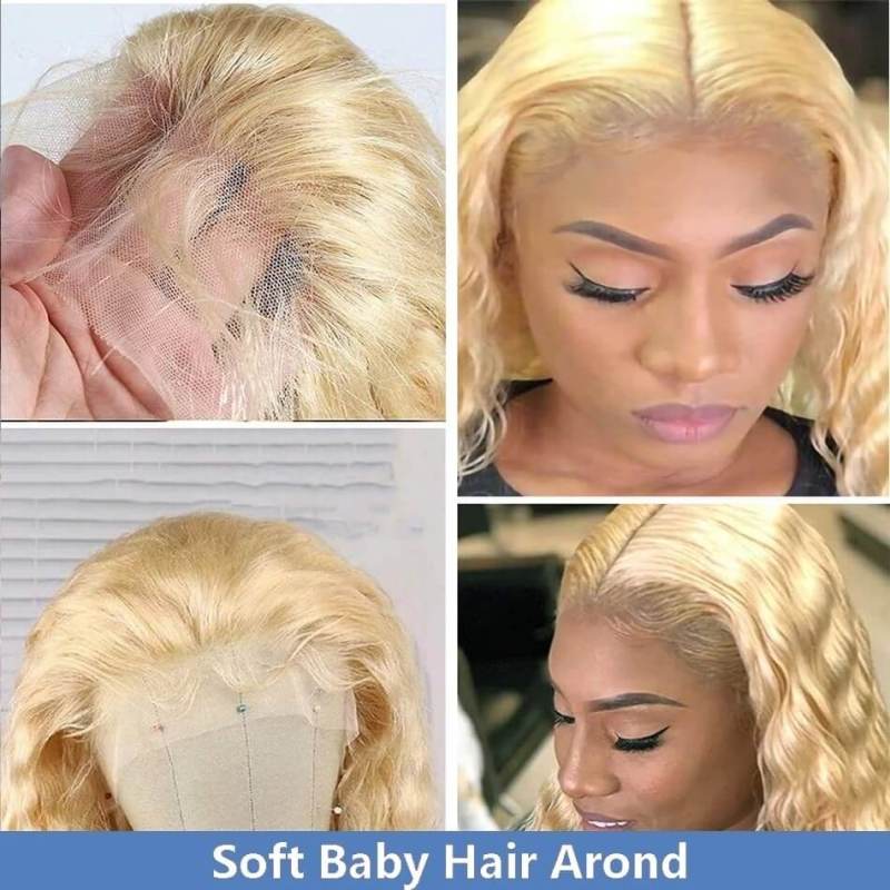 CLJHair Blonde Deep Wave 13x4 Lace Front Wig With Natural Hairline Baby Hair