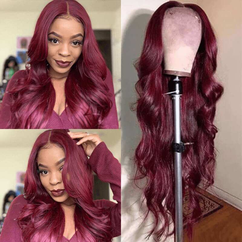 CLJHair 99j Hair Color Body Wave Lace Wigs Human Hair for Sale
