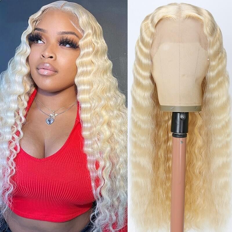 CLJHair Blonde Deep Wave 13x4 Lace Front Wig With Natural Hairline Baby Hair