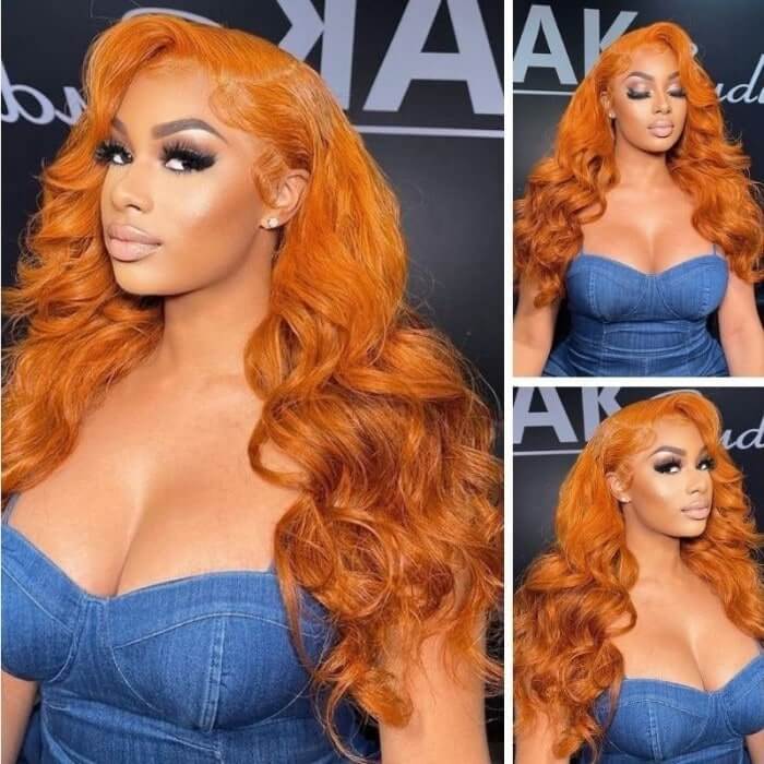 CLJHair Body Wave Lace Wigs Ginger Human Hair With 150% Density